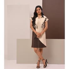 Load image into Gallery viewer, Cream Web Cape Fringe Dress