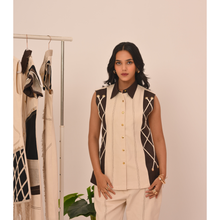 Load image into Gallery viewer, Cream Asymmetric Block Co-ord