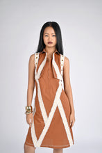 Load image into Gallery viewer, Terracotta Chevron Zip Dress