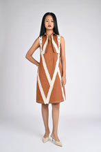 Load image into Gallery viewer, Terracotta Chevron Zip Dress