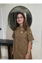 Load image into Gallery viewer, Olive Embellished Shirt Dress