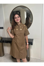 Load image into Gallery viewer, Olive Embellished Shirt Dress