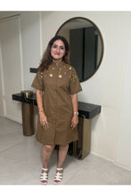 Load image into Gallery viewer, Olive Embellished Shirt Dress