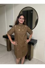Load image into Gallery viewer, Olive Embellished Shirt Dress