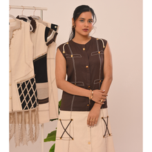 Load image into Gallery viewer, Cream Button Lace-Up Midi Dress
