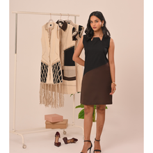 Load image into Gallery viewer, Black Grid Cape Mini Dress
