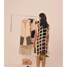 Load image into Gallery viewer, Black Grid Cape Mini Dress
