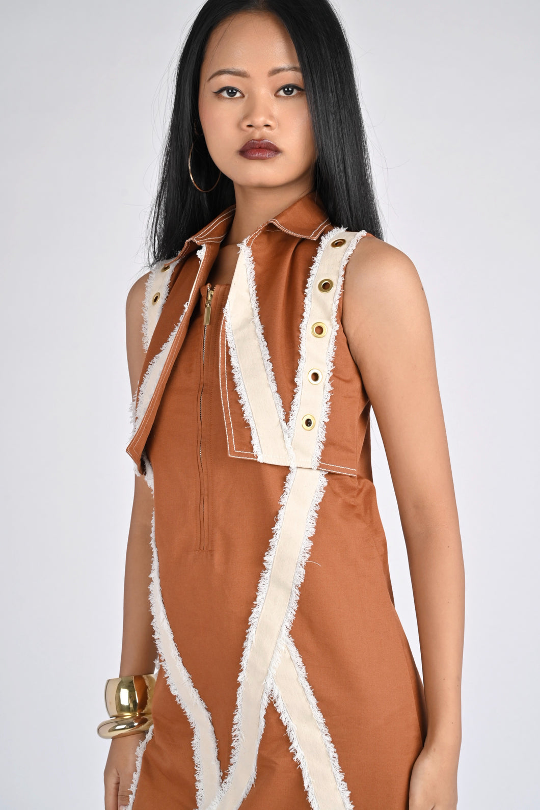 Terracotta Chevron Zip Dress