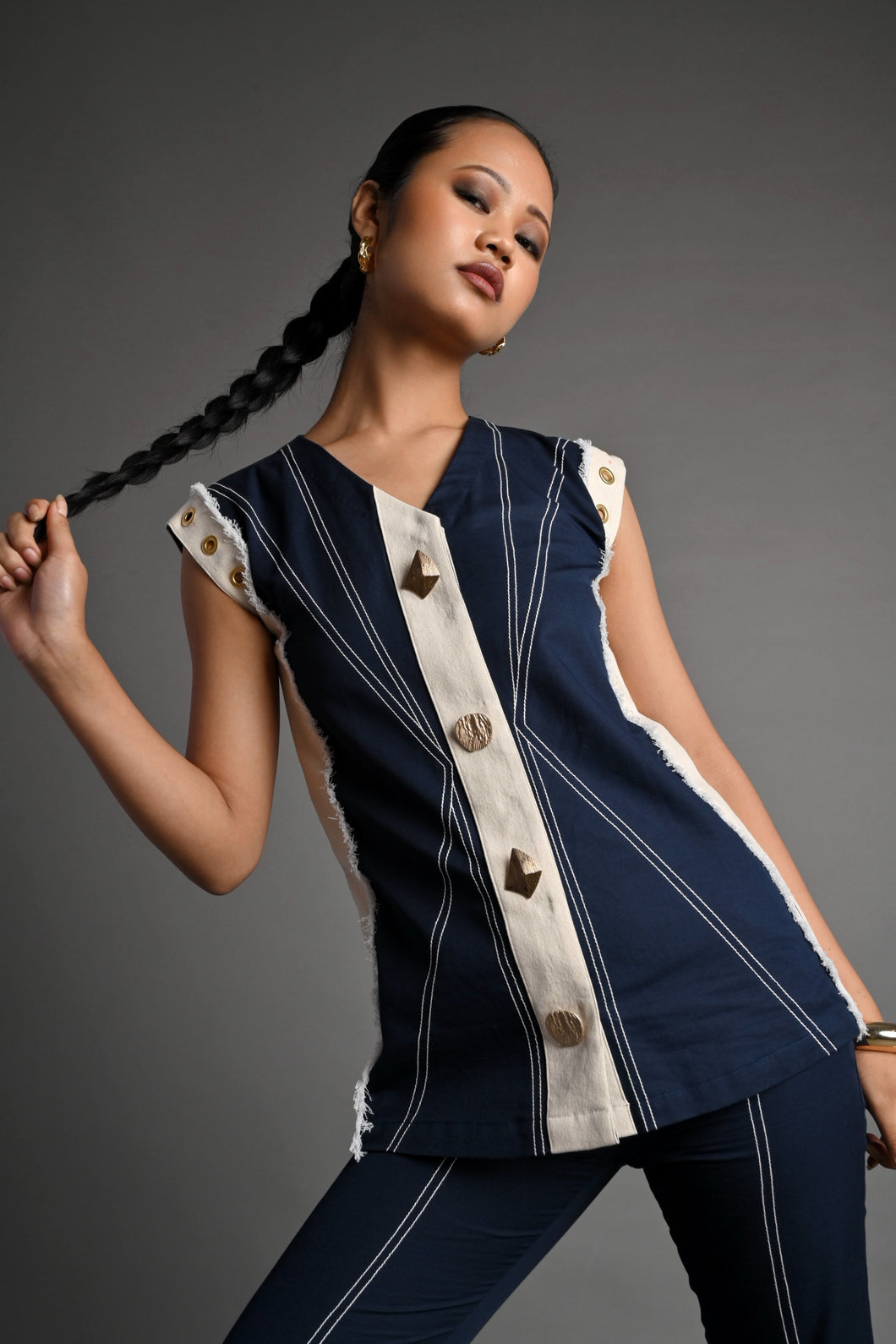 Navy Circuit Top