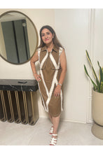 Load image into Gallery viewer, Terracotta Chevron Zip Dress (Olive)
