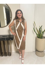 Load image into Gallery viewer, Terracotta Chevron Zip Dress (Olive)
